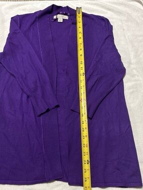 Laura Ashley Women's Open-Front Purple Long Cardigan